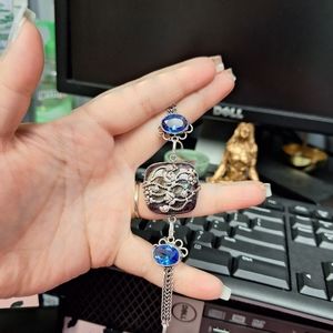 Purple Labradorite & Tanzanite 925 8" Bracelet